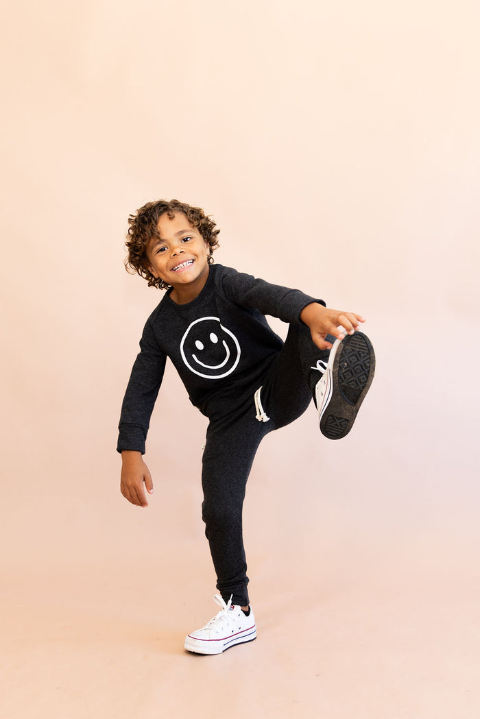 pullover crew CO - smile on heather black