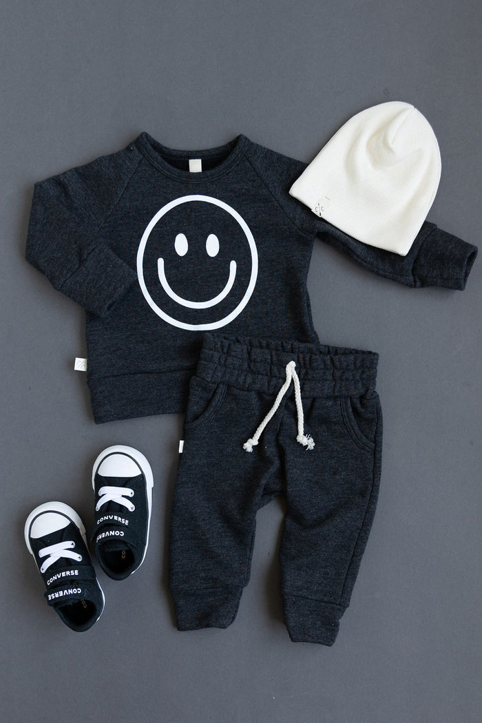 pullover crew CO - smile on heather black