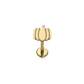 Gold-colored pumpkin-shaped flat back stud earring on a white background