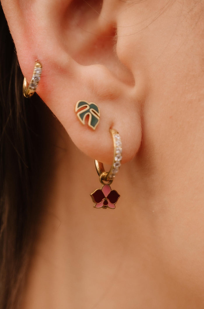 Purple Orchid Hoop Charm