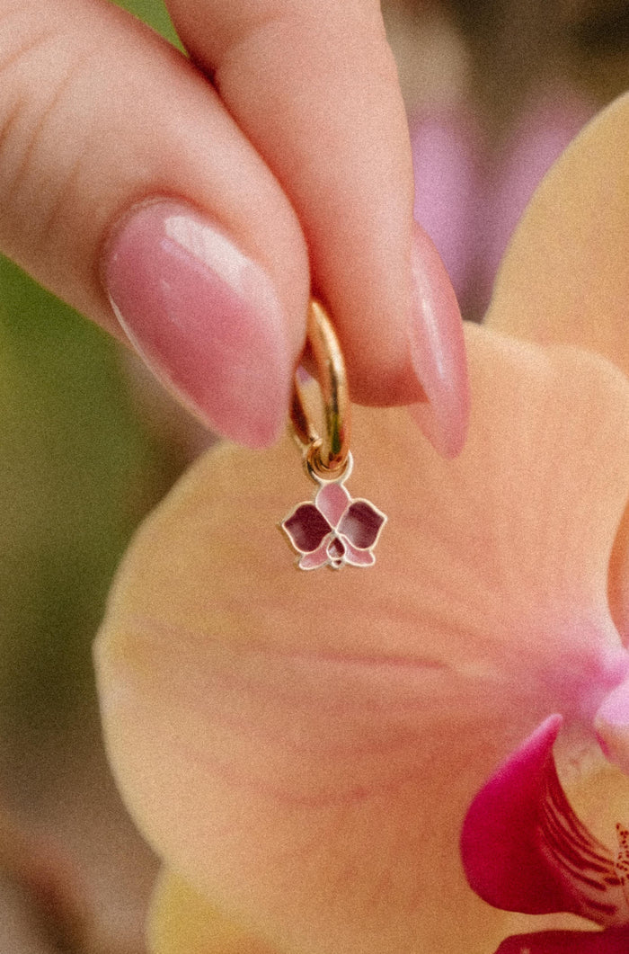 Purple Orchid Hoop Charm