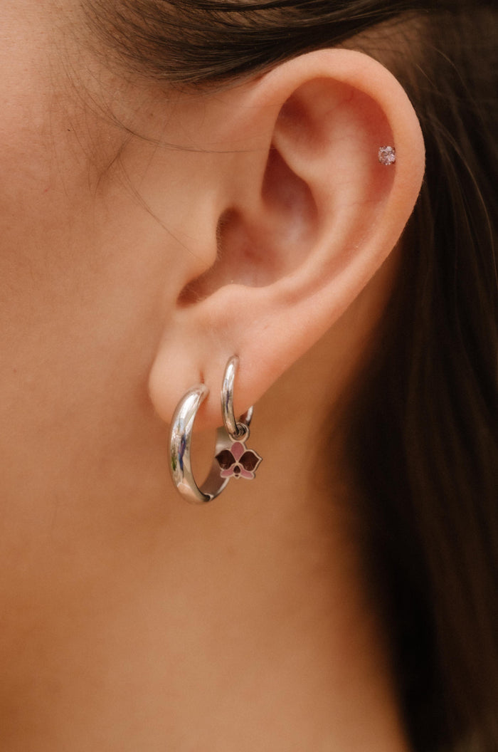 Purple Orchid Hoop Charm
