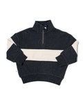 quarter zip pullover - blacktop rugby stripe