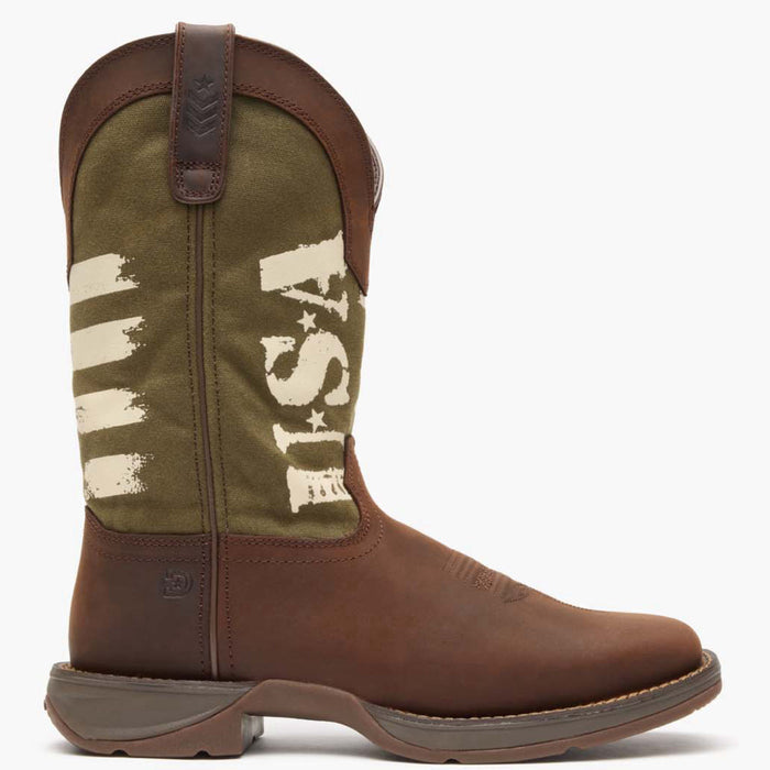 Rebel by Durango® Army Green USA Print Western Boot - profile
