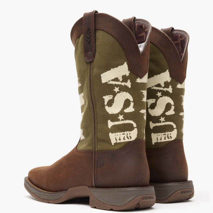 Rebel by Durango® Army Green USA Print Western Boot - back