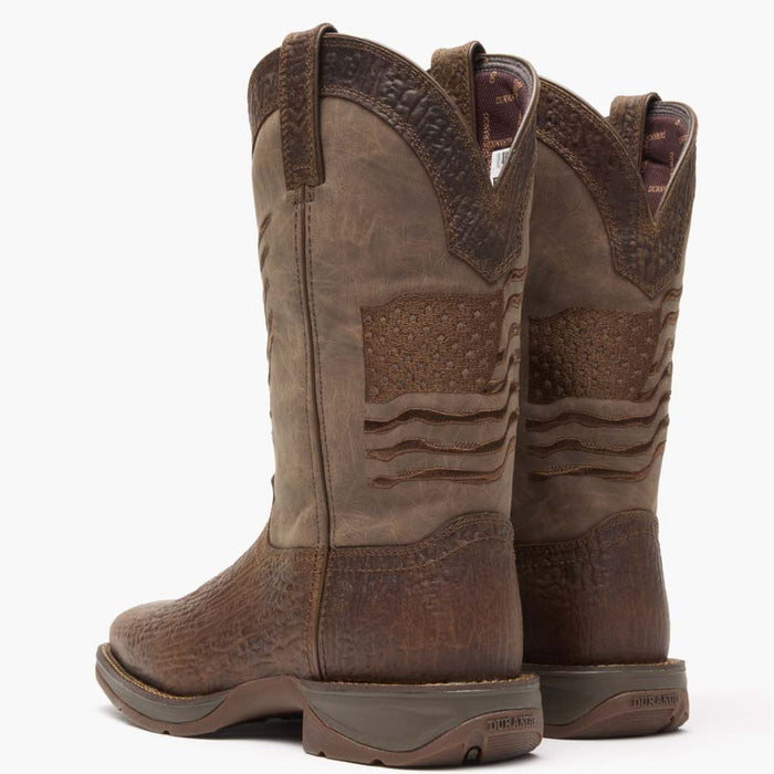 Rebel by Durango® Brown Distressed Flag Embroidery Western Boot - back
