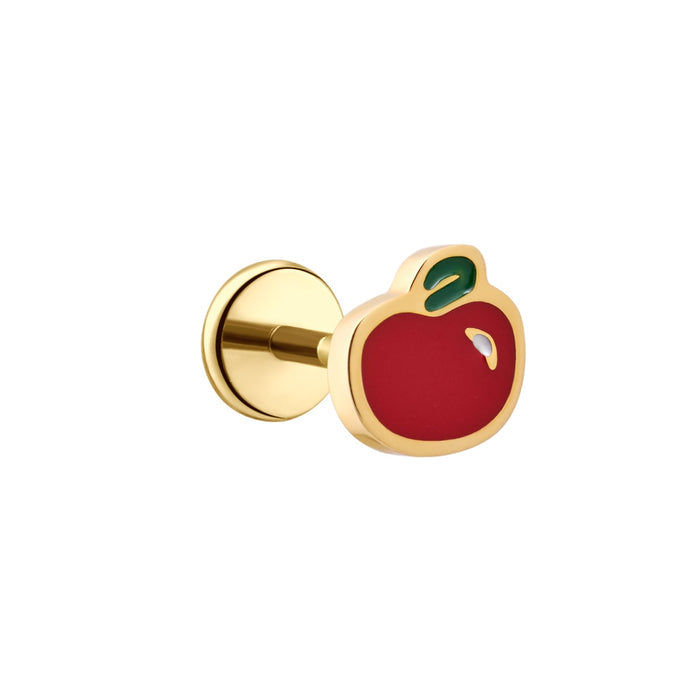 Red Apple Enamel Flat Back Stud