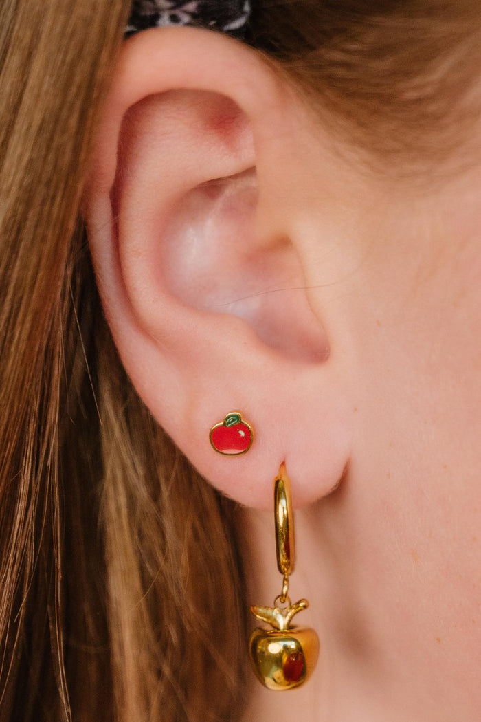 Red Apple Enamel Flat Back Stud
