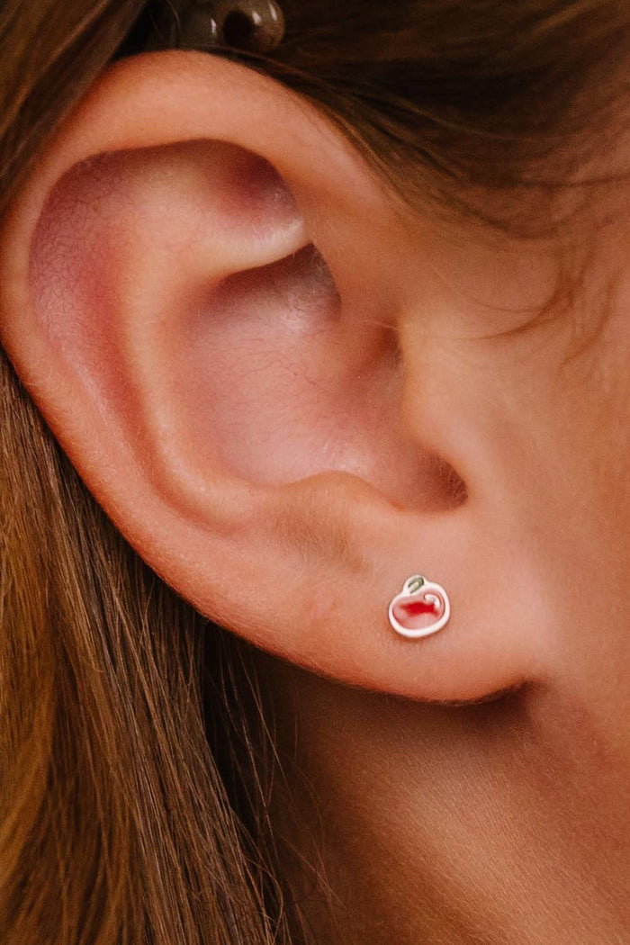 Red Apple Enamel Flat Back Stud