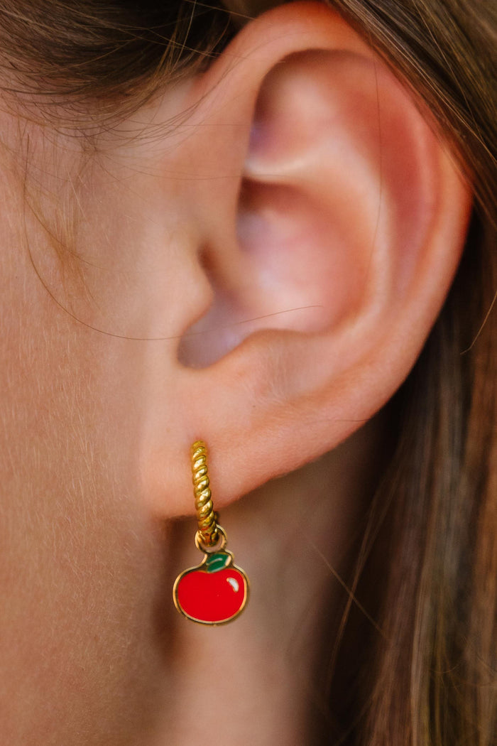 Red Apple Hoop Charm