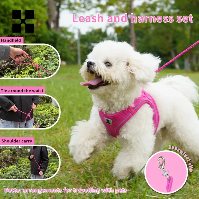Reflective Air Mesh Dog Harness Leash Set