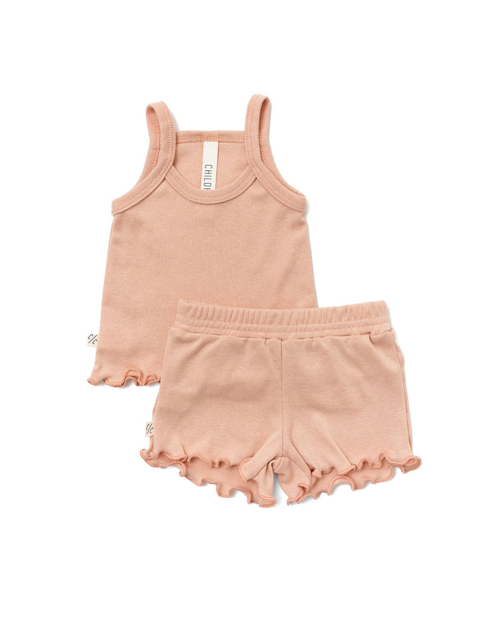 rib camisole set - shell pink