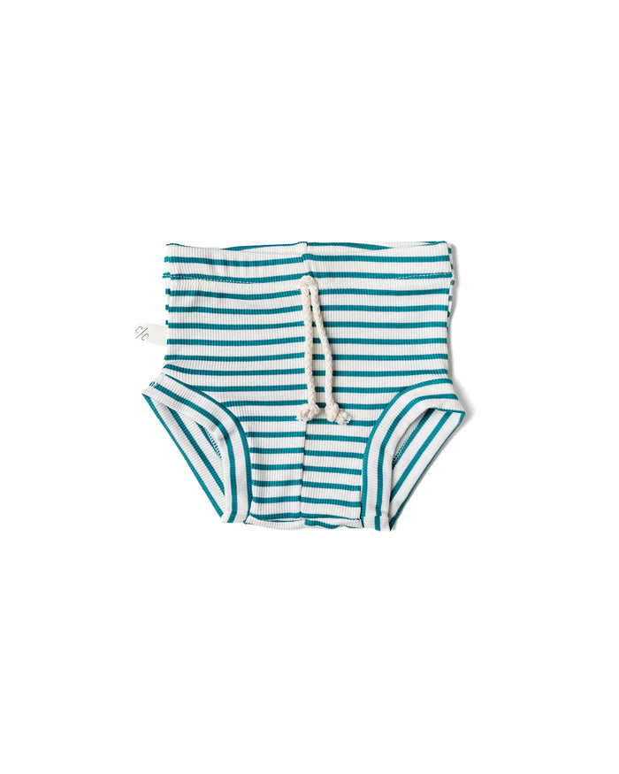rib knit bloomers - aqua stripe