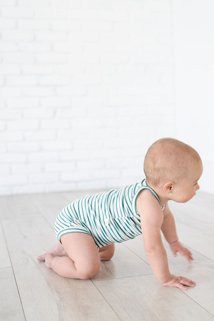 rib knit bloomers - aqua stripe