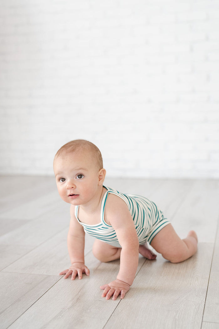 rib knit bloomers - aqua stripe