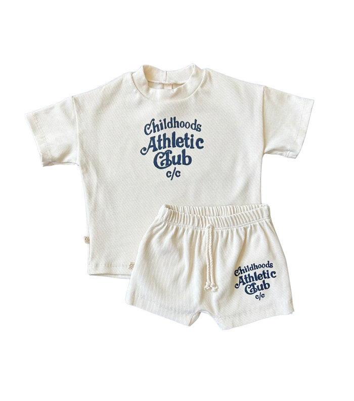 rib knit boy short set - cc athletic club on natural