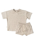 rib knit boy short set - constellations on dove