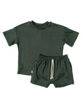rib knit boy short set - juniper