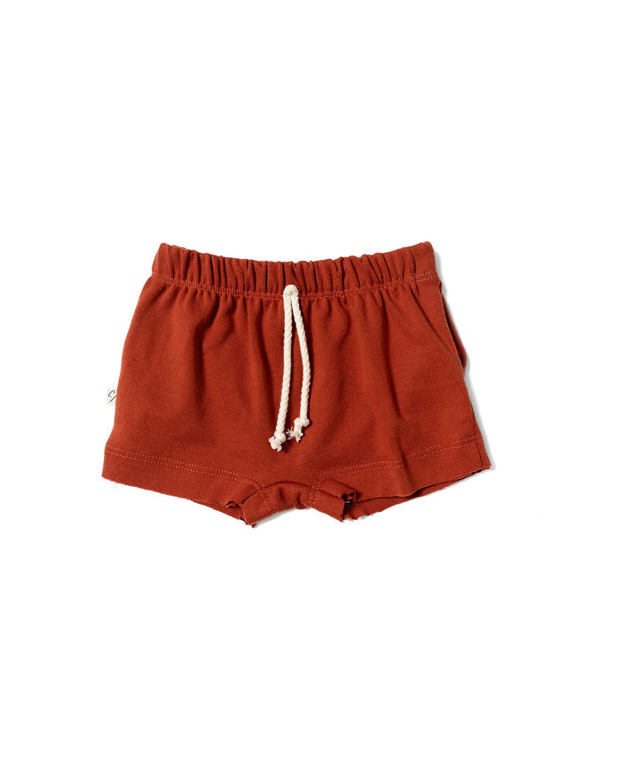 rib knit boy shorts - cinnamon