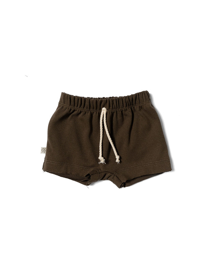rib knit boy shorts - dark fatigue