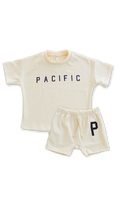 rib knit boy shorts set - pacific on natural