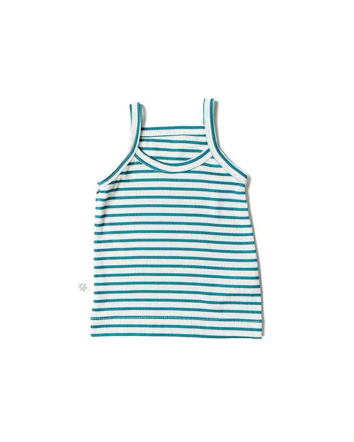 rib knit camisole - aqua stripe