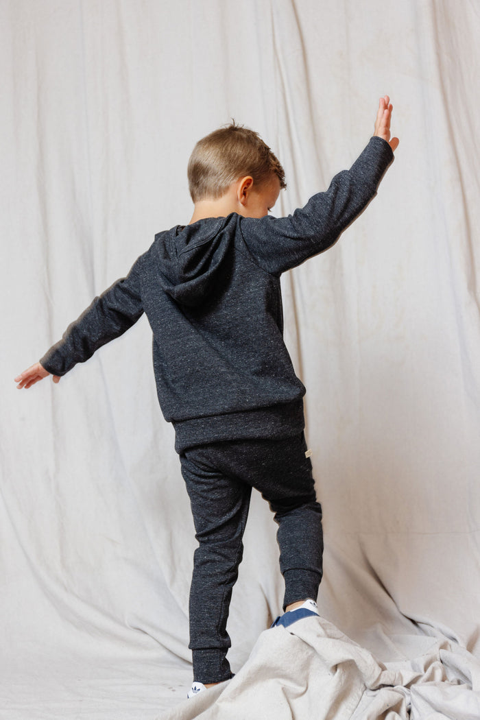 rib knit hoodie set - shadow