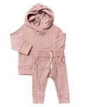 rib knit hoodie set - woodrose