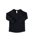 rib knit long sleeve tee - black