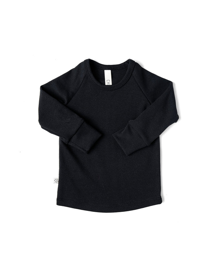 rib knit long sleeve tee - black