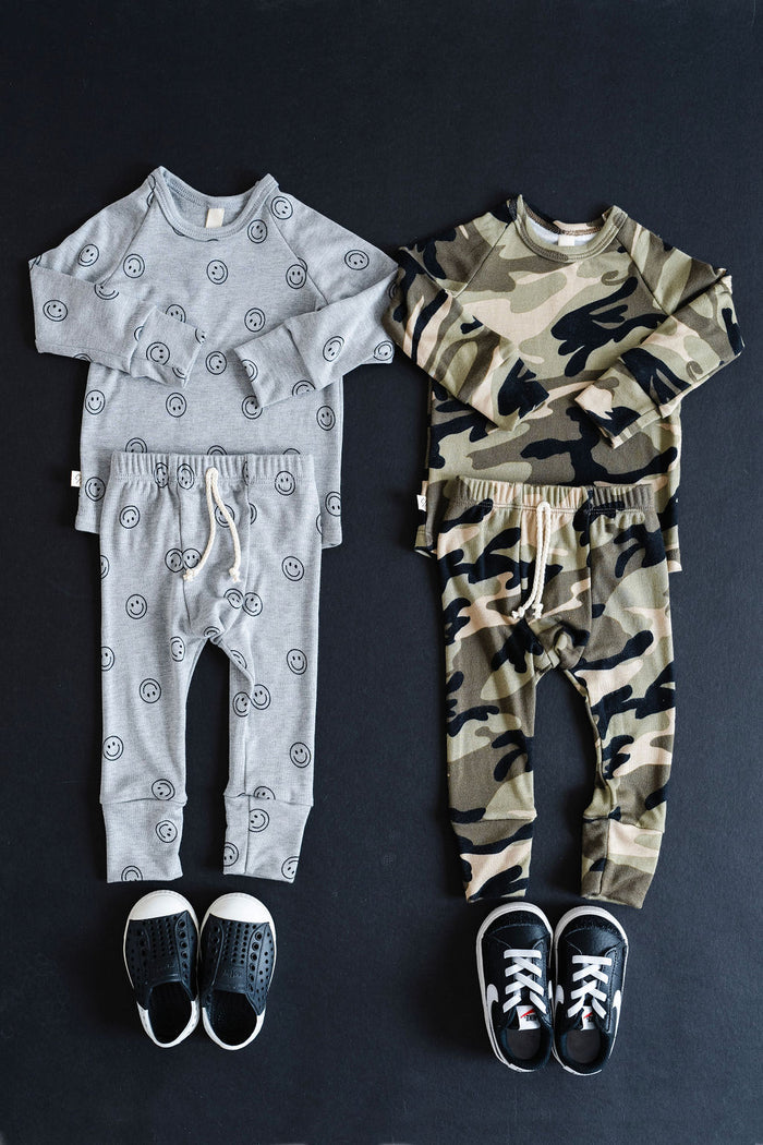 rib knit long sleeve tee - camoflauge