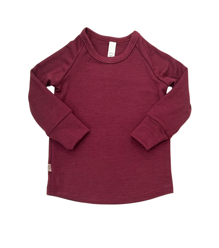rib knit long sleeve tee - cranberry