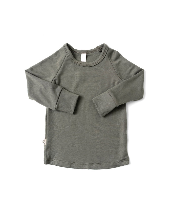rib knit long sleeve tee - dark sage