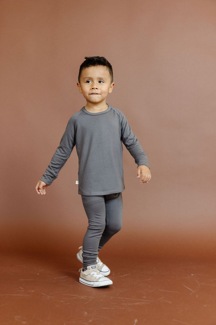 rib knit long sleeve tee - ebony