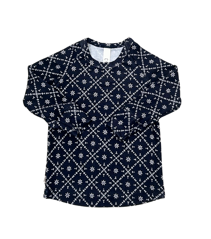 rib knit long sleeve tee - fair isle