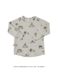 rib knit long sleeve tee - holiday cars on pearl