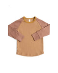 rib knit long sleeve tee - kraft - milk chocolate