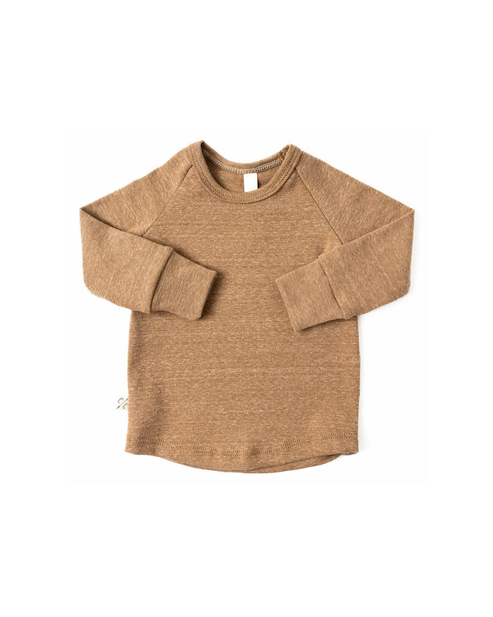 rib knit long sleeve tee - kraft