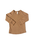 rib knit long sleeve tee - kraft