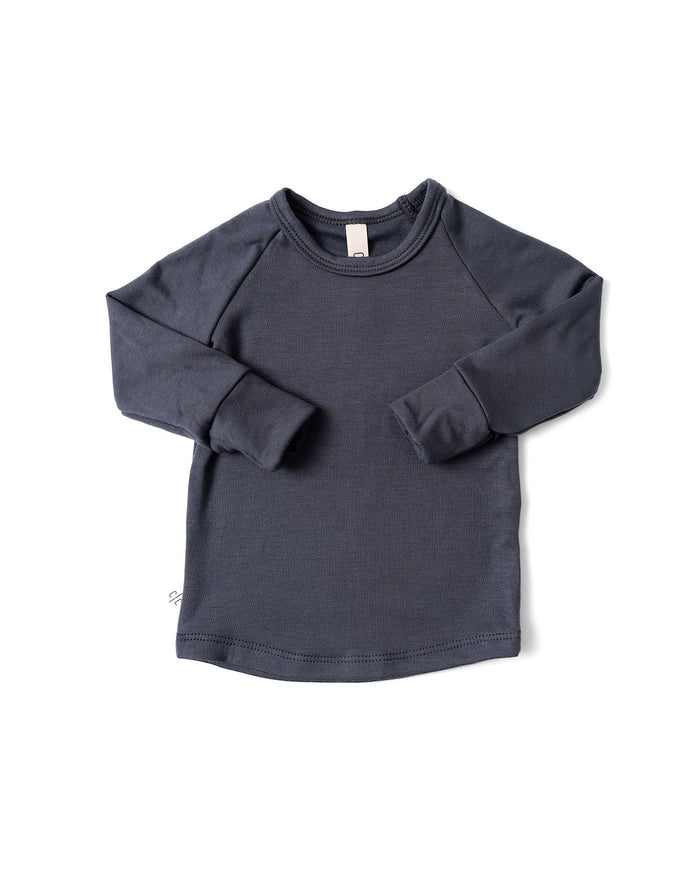 rib knit long sleeve tee - midnight blue