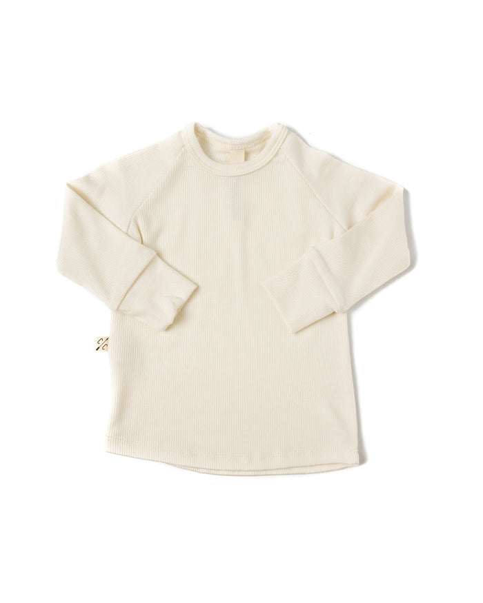 rib knit long sleeve tee - natural modal