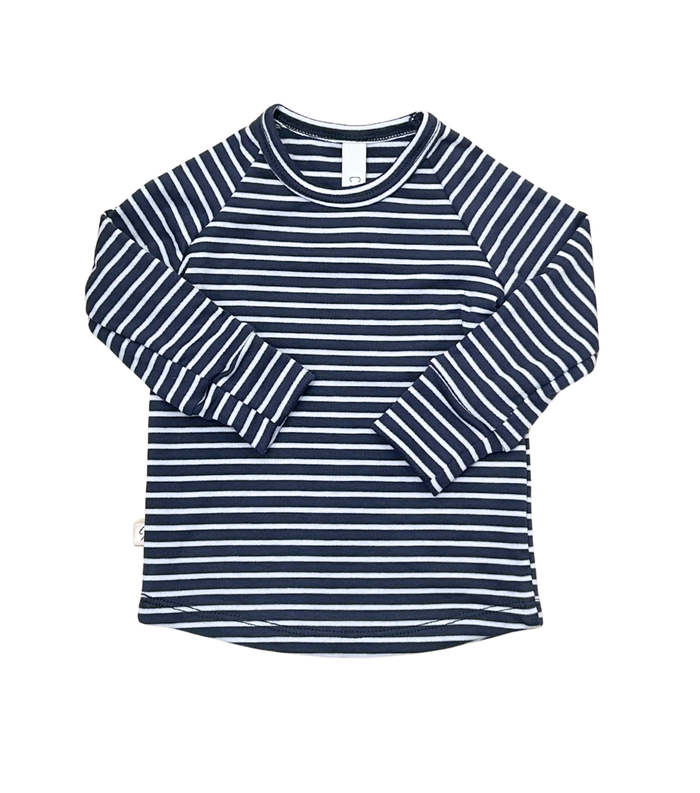 rib knit long sleeve tee - navy stripe
