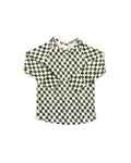 rib knit long sleeve tee - painted checkerboard