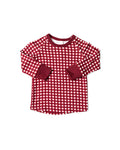 rib knit long sleeve tee - red gingham