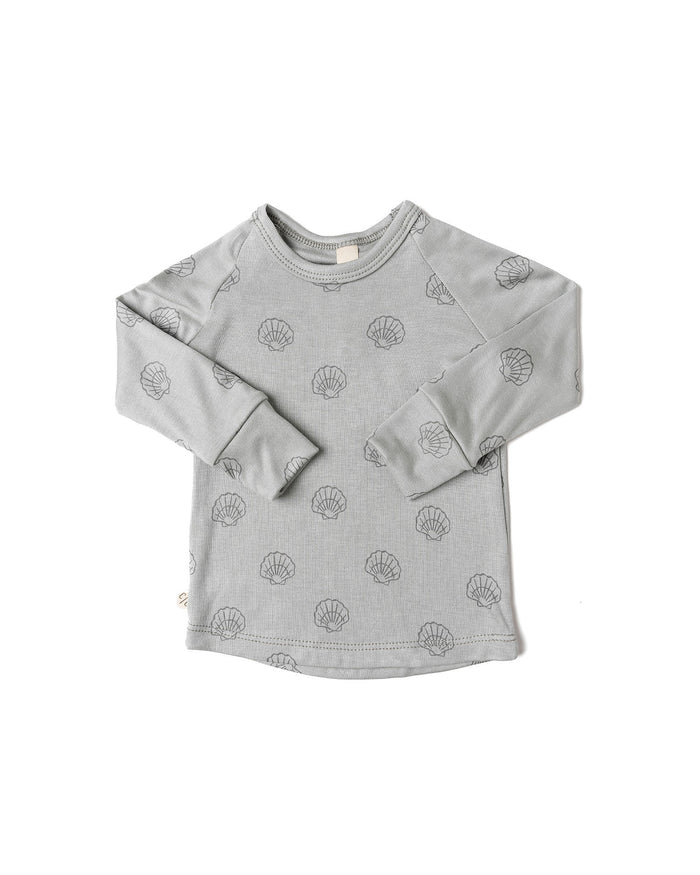 rib knit long sleeve tee - seashells