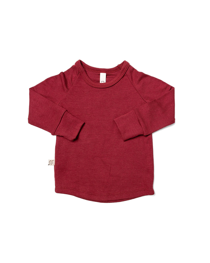 rib knit long sleeve tee - stocking red