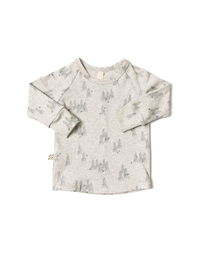 rib knit long sleeve tee - trees on pearl