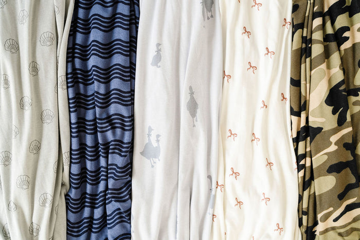 rib knit long sleeve tee - wavy lines