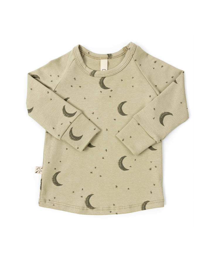 rib knit long sleeve tee CO - lunar on flax