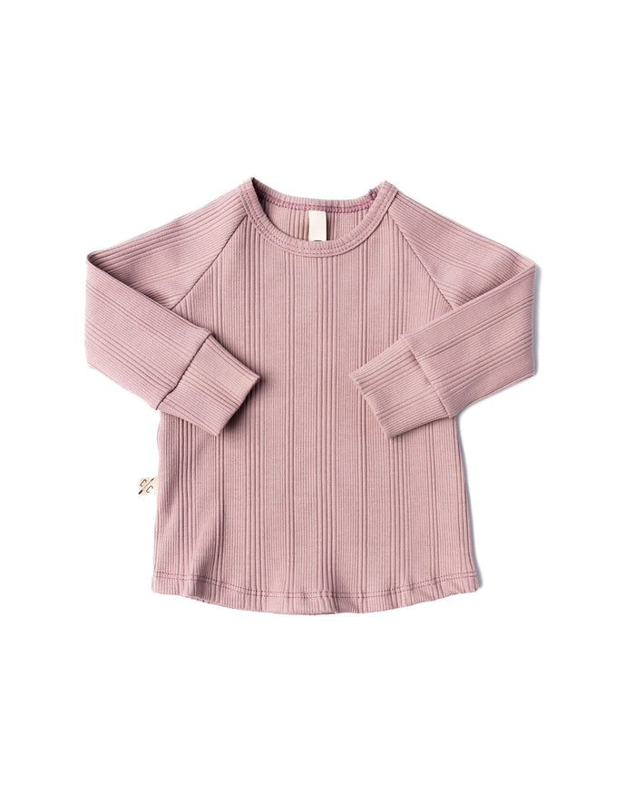 rib knit long sleeve tee CO - woodrose